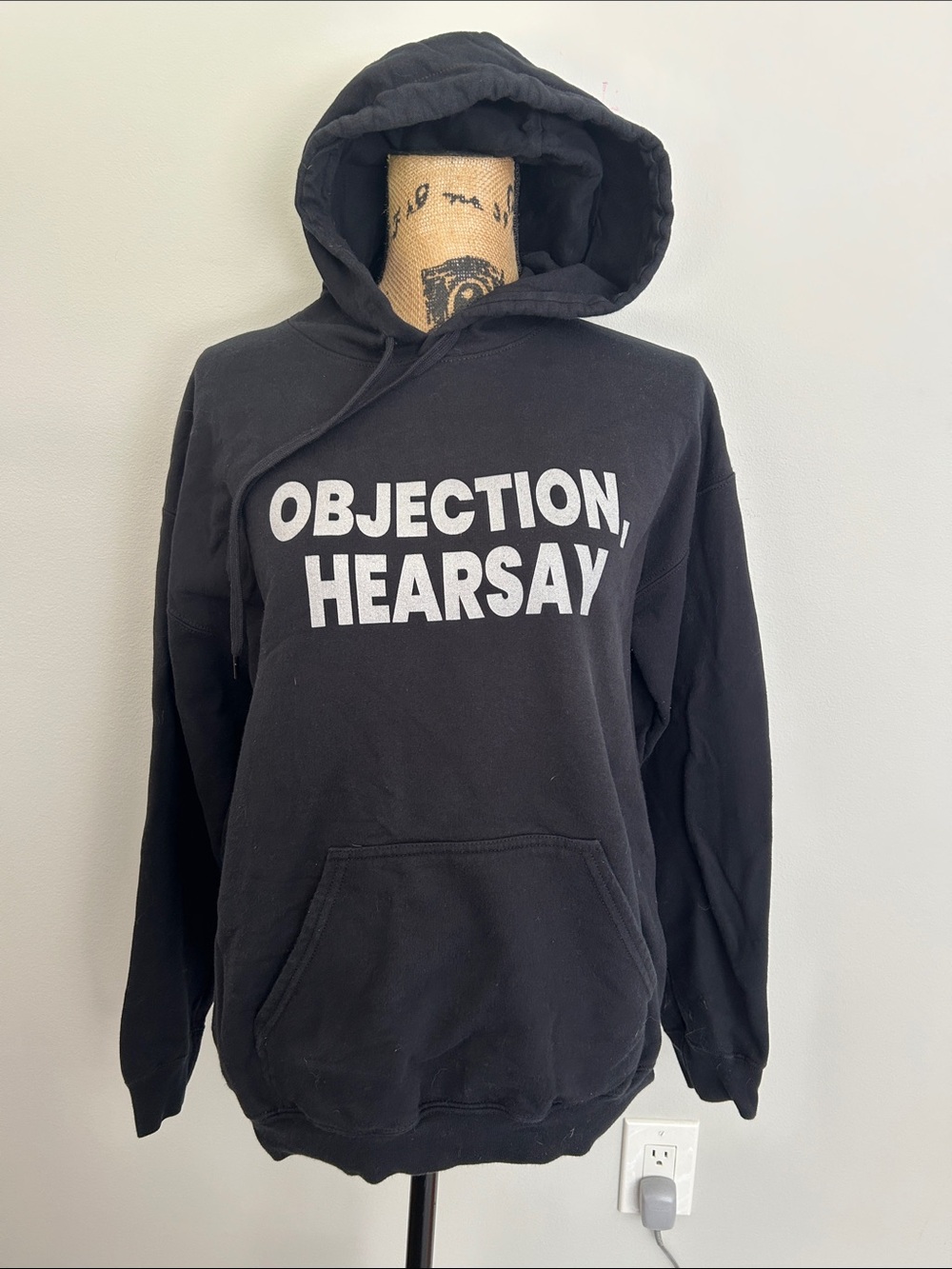Black "Objection, Hearsay" Graphic Hoodie
